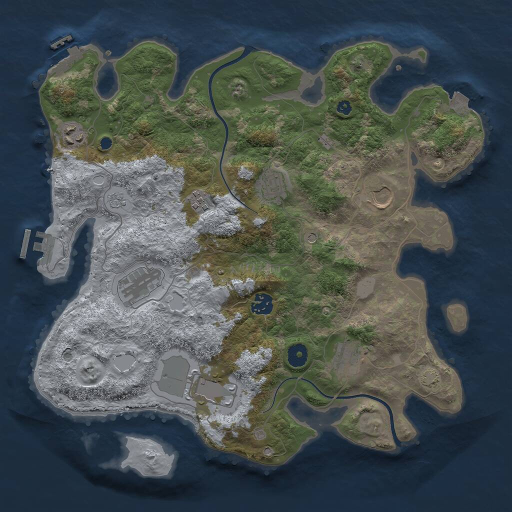 Rust Map: Procedural Map, Size: 3500, Seed: 1627, 14 Monuments
