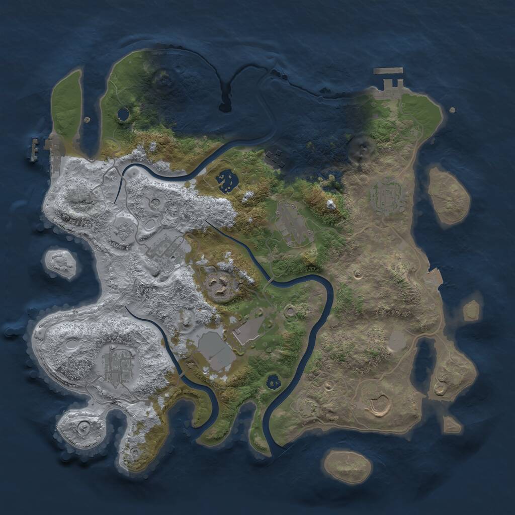 Rust Map: Procedural Map, Size: 3500, Seed: 1389612589, 15 Monuments