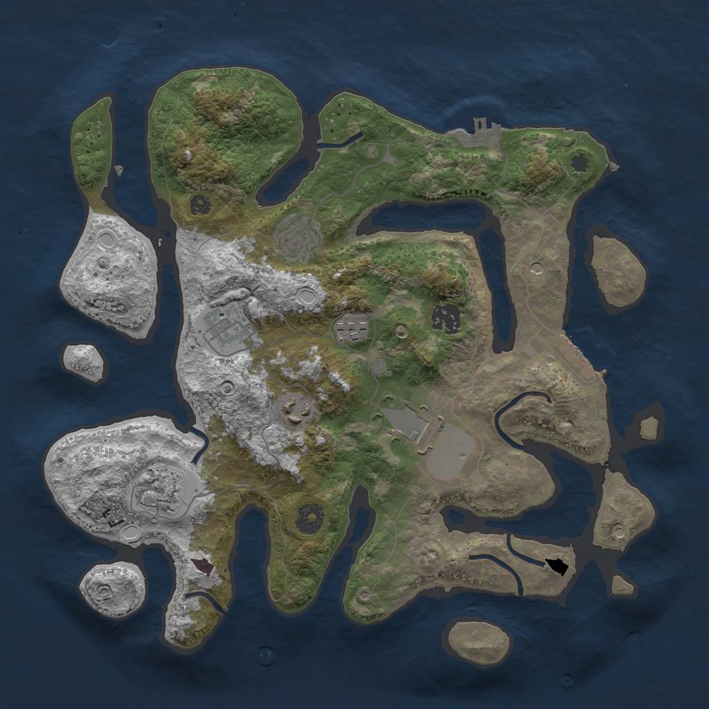 Rust Map: Procedural Map, Size: 3500, Seed: 1389612589, 15 Monuments
