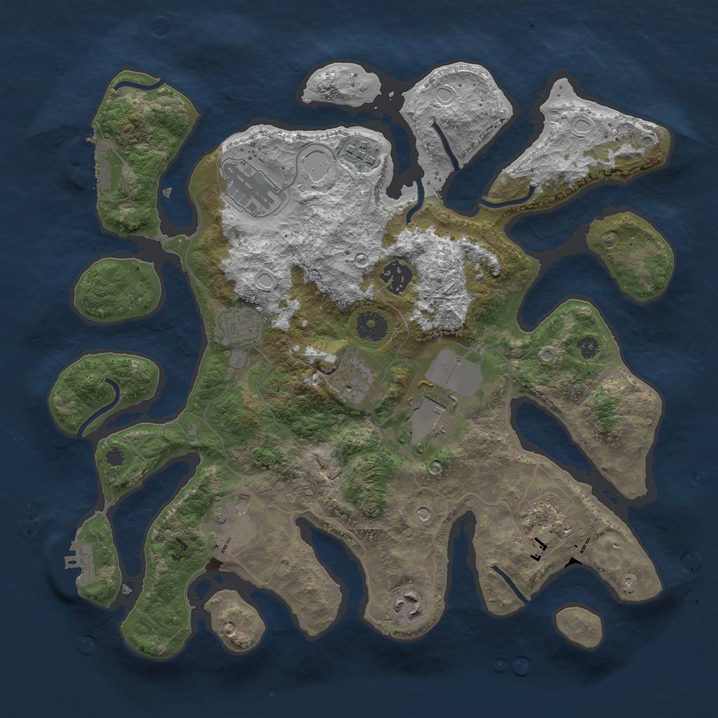 Rust Map: Procedural Map, Size: 3500, Seed: 368121575, 17 Monuments