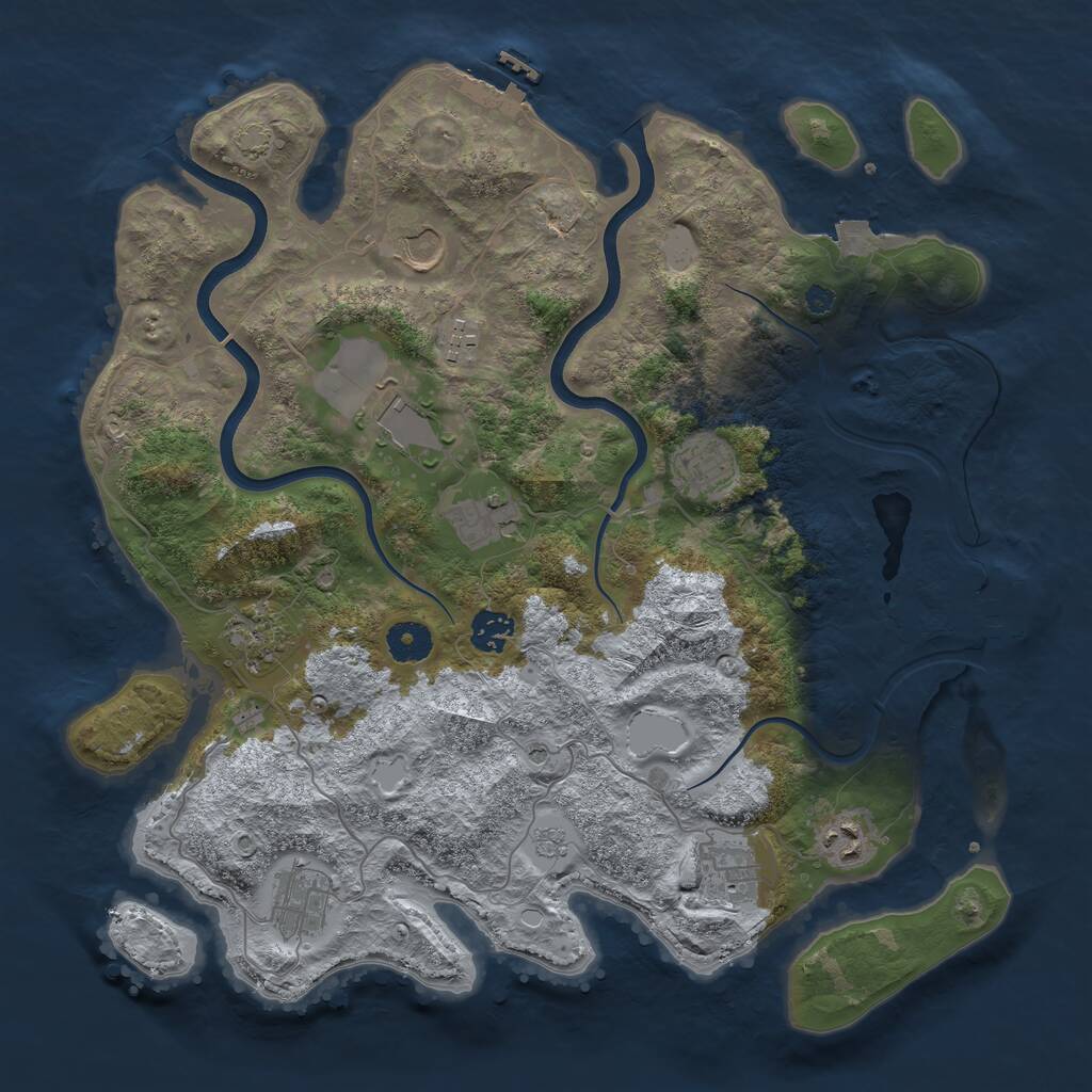 Rust Map: Procedural Map, Size: 3800, Seed: 680058010, 16 Monuments