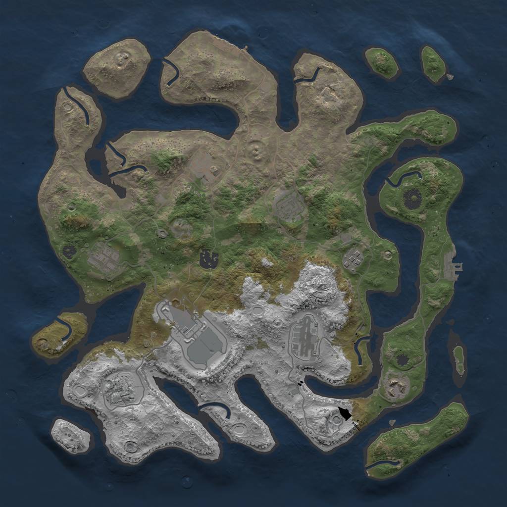 Rust Map: Procedural Map, Size: 3800, Seed: 680058010, 17 Monuments