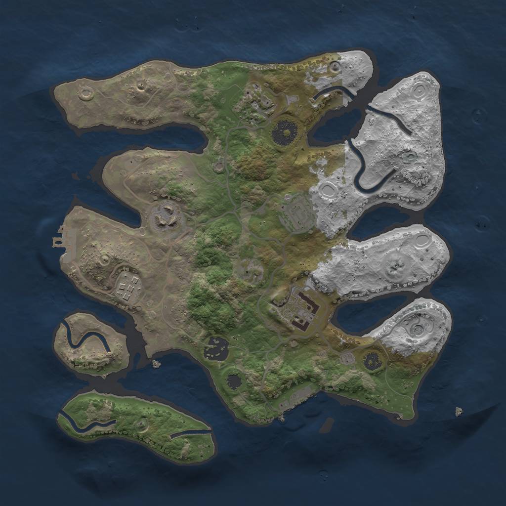 Rust Map: Procedural Map, Size: 3000, Seed: 1354542333, 14 Monuments