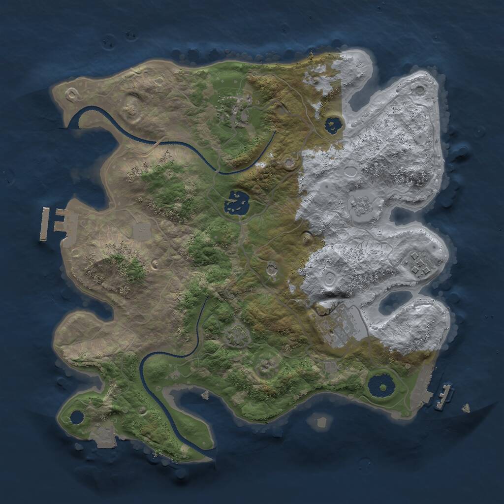 Rust Map: Procedural Map, Size: 3000, Seed: 1354542333, 10 Monuments