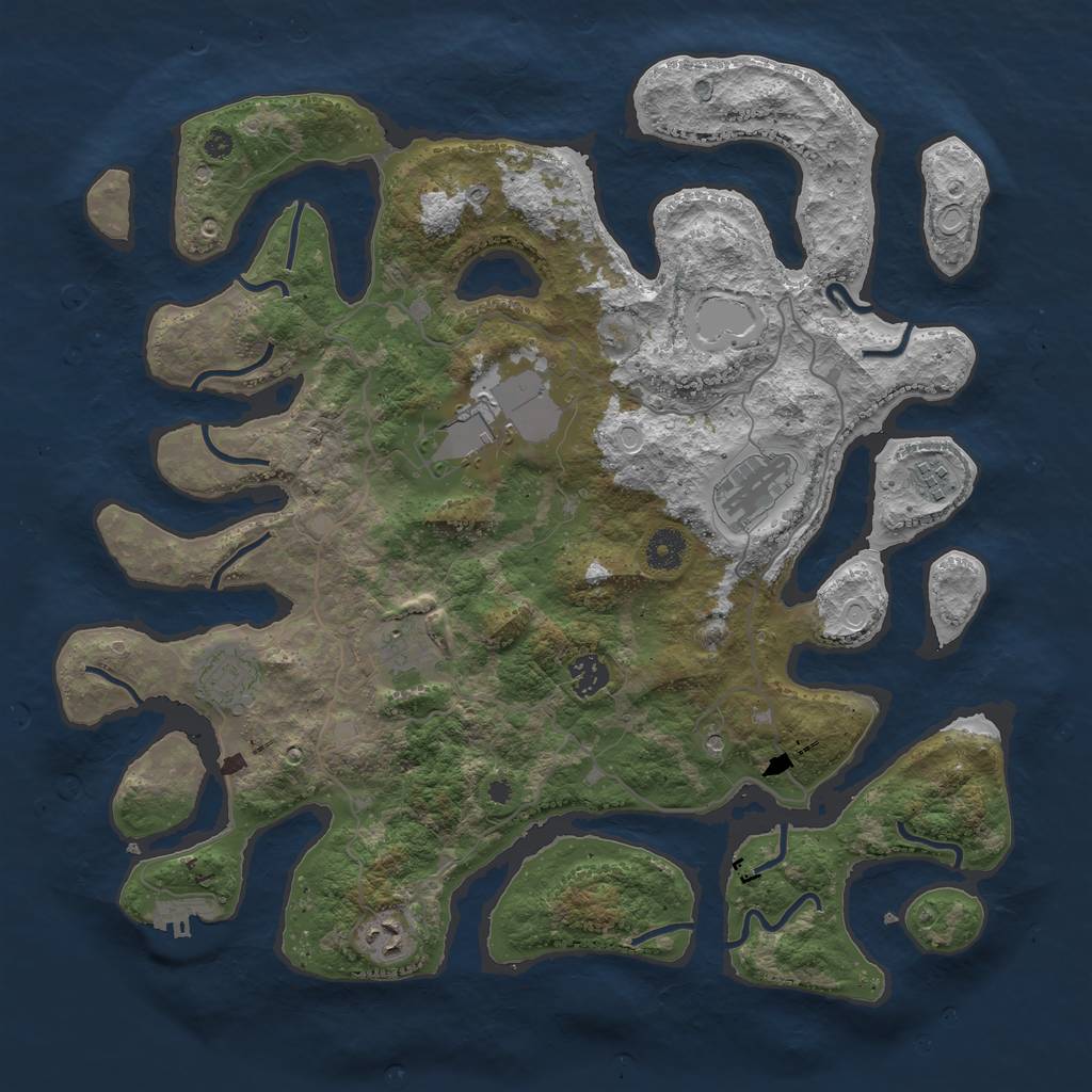 Rust Map: Procedural Map, Size: 4000, Seed: 27007, 14 Monuments