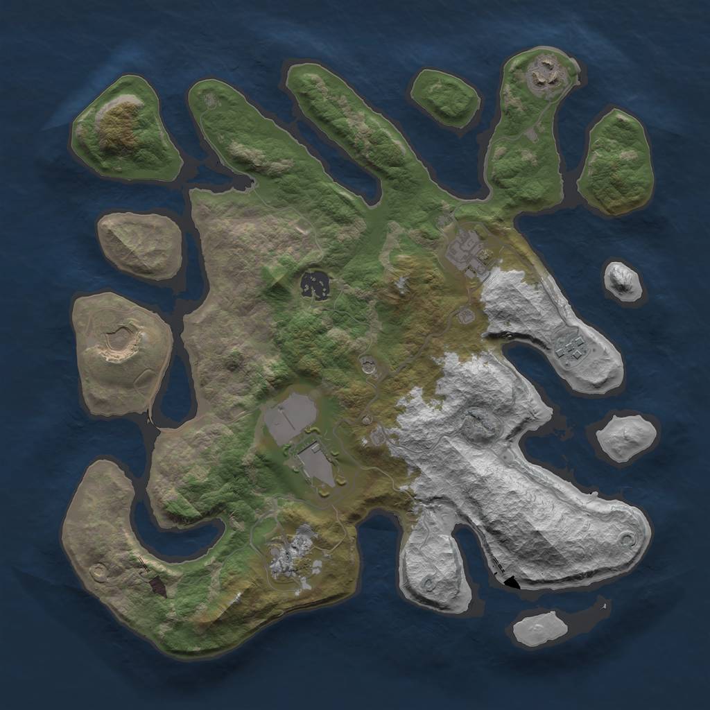 Rust Map: Barren, Size: 3500, Seed: 153427989, 10 Monuments