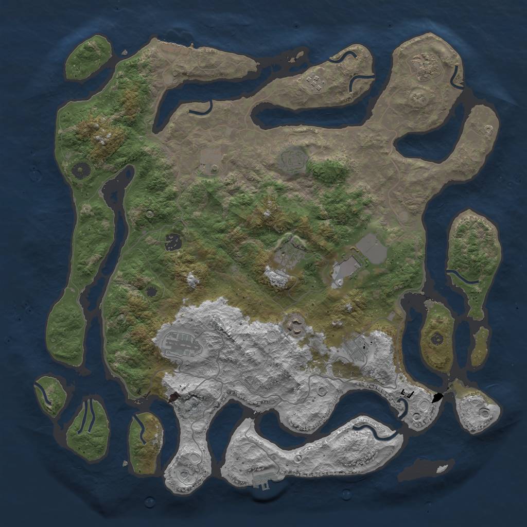 Rust Map: Procedural Map, Size: 4500, Seed: 2727, 18 Monuments