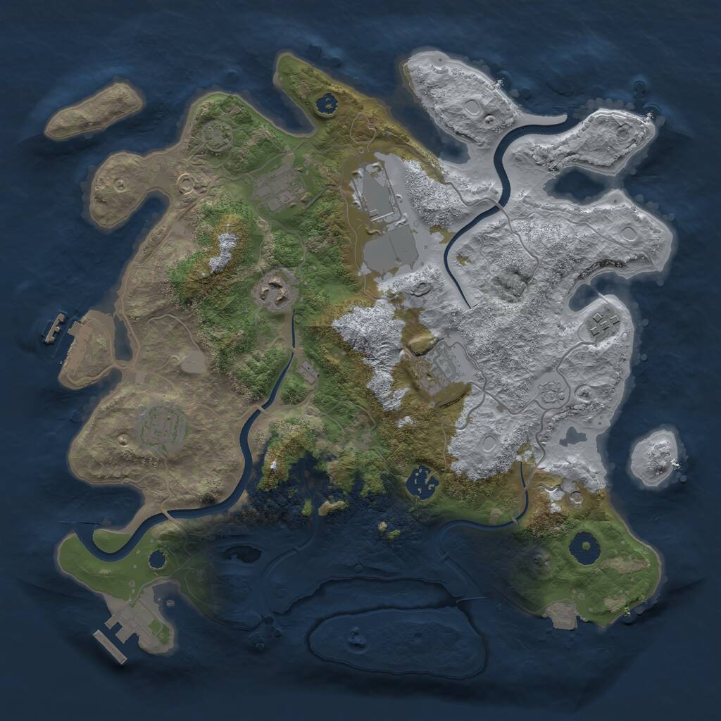 Rust Map: Procedural Map, Size: 3500, Seed: 1325895213, 13 Monuments