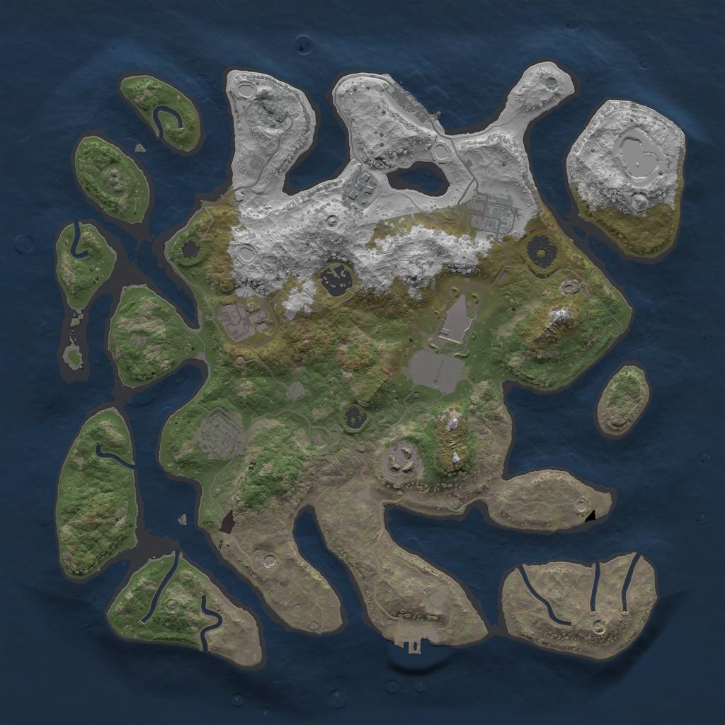 Rust Map: Procedural Map, Size: 3600, Seed: 3645215, 15 Monuments