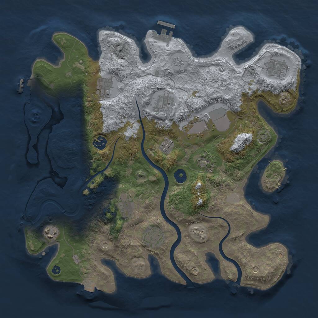 Rust Map: Procedural Map, Size: 3600, Seed: 3645215, 16 Monuments