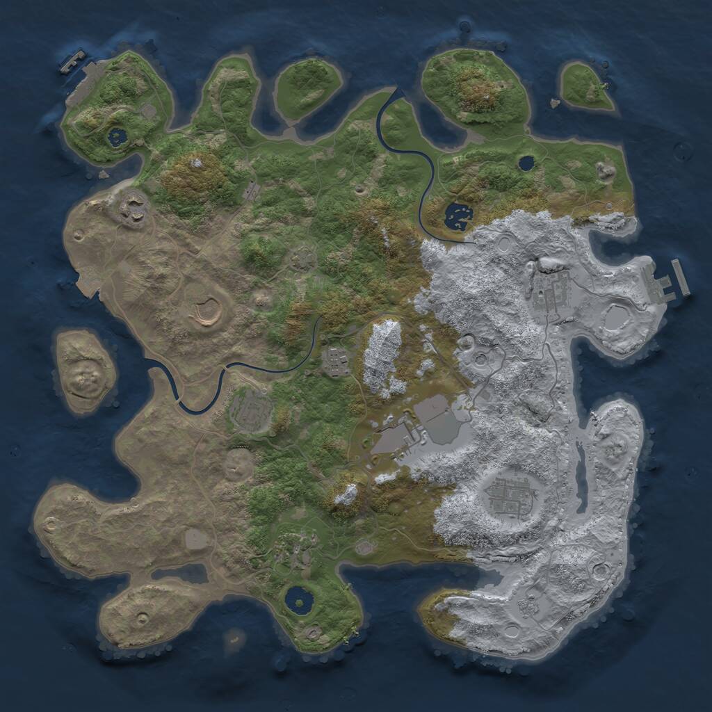 Rust Map: Procedural Map, Size: 3800, Seed: 84338031, 15 Monuments