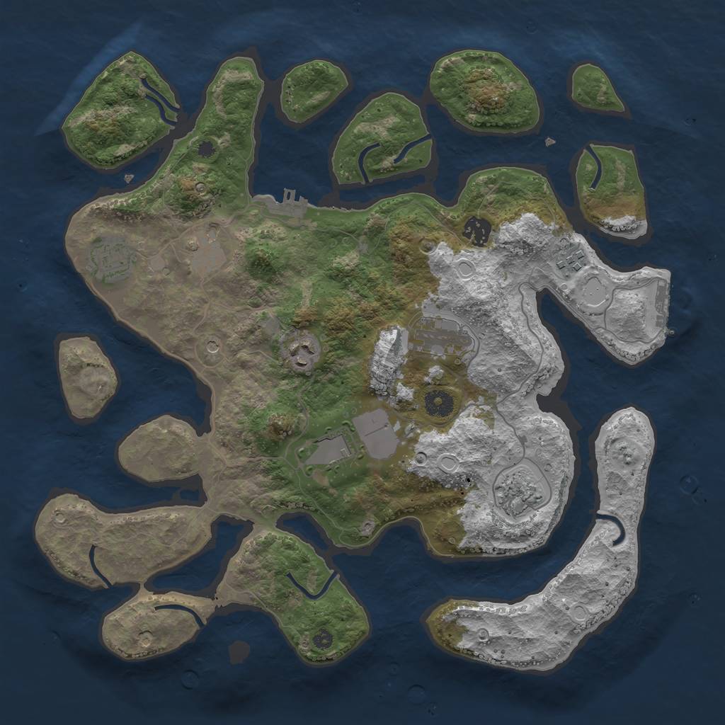 Rust Map: Procedural Map, Size: 3800, Seed: 84338031, 16 Monuments