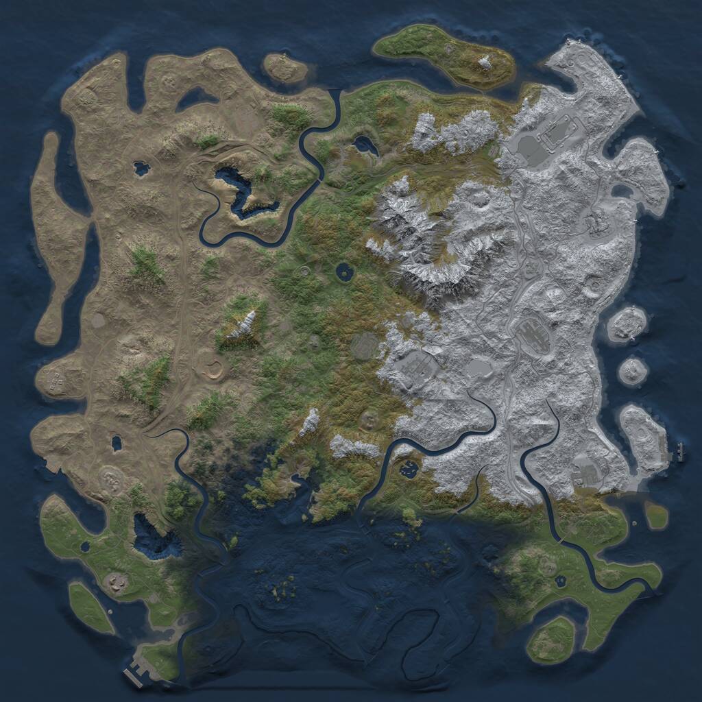 Rust Map: Procedural Map, Size: 6000, Seed: 107900483, 17 Monuments