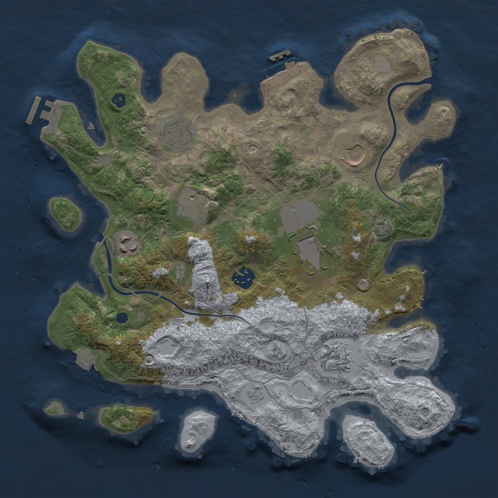 Rust Map: Procedural Map, Size: 3500, Seed: 7023, 13 Monuments