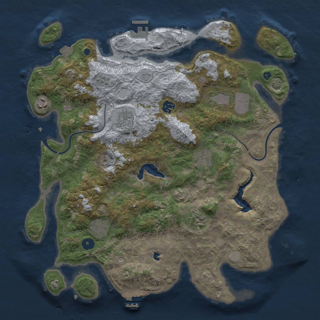 Rust Map: Procedural Map, Size: 4000, Seed: 3213, 14 Monuments