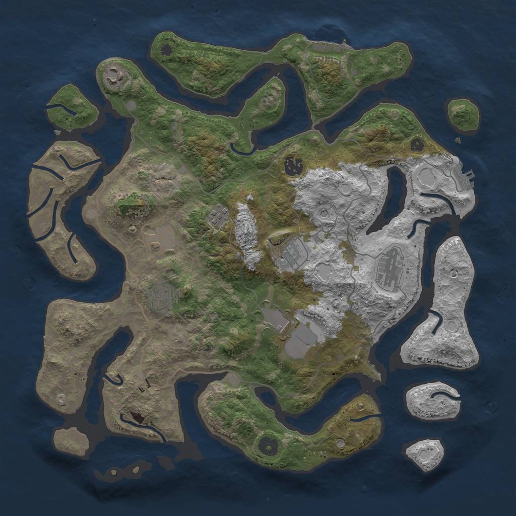 Rust Map: Procedural Map, Size: 4000, Seed: 428786, 16 Monuments