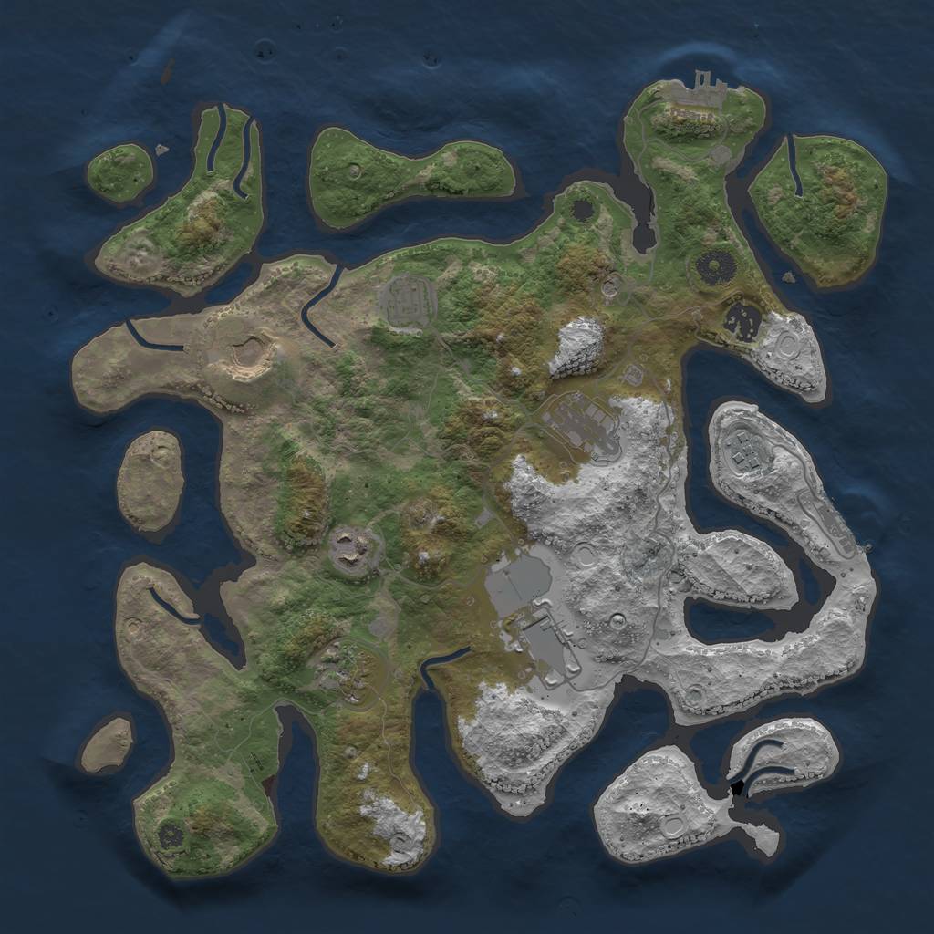 Rust Map: Procedural Map, Size: 3750, Seed: 78034554, 16 Monuments