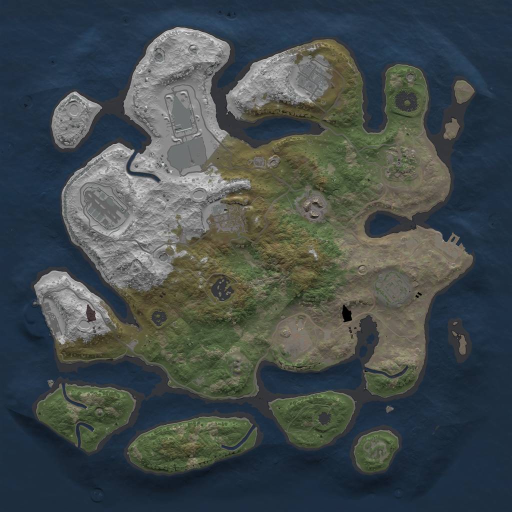 Rust Map: Procedural Map, Size: 3500, Seed: 829275807, 17 Monuments