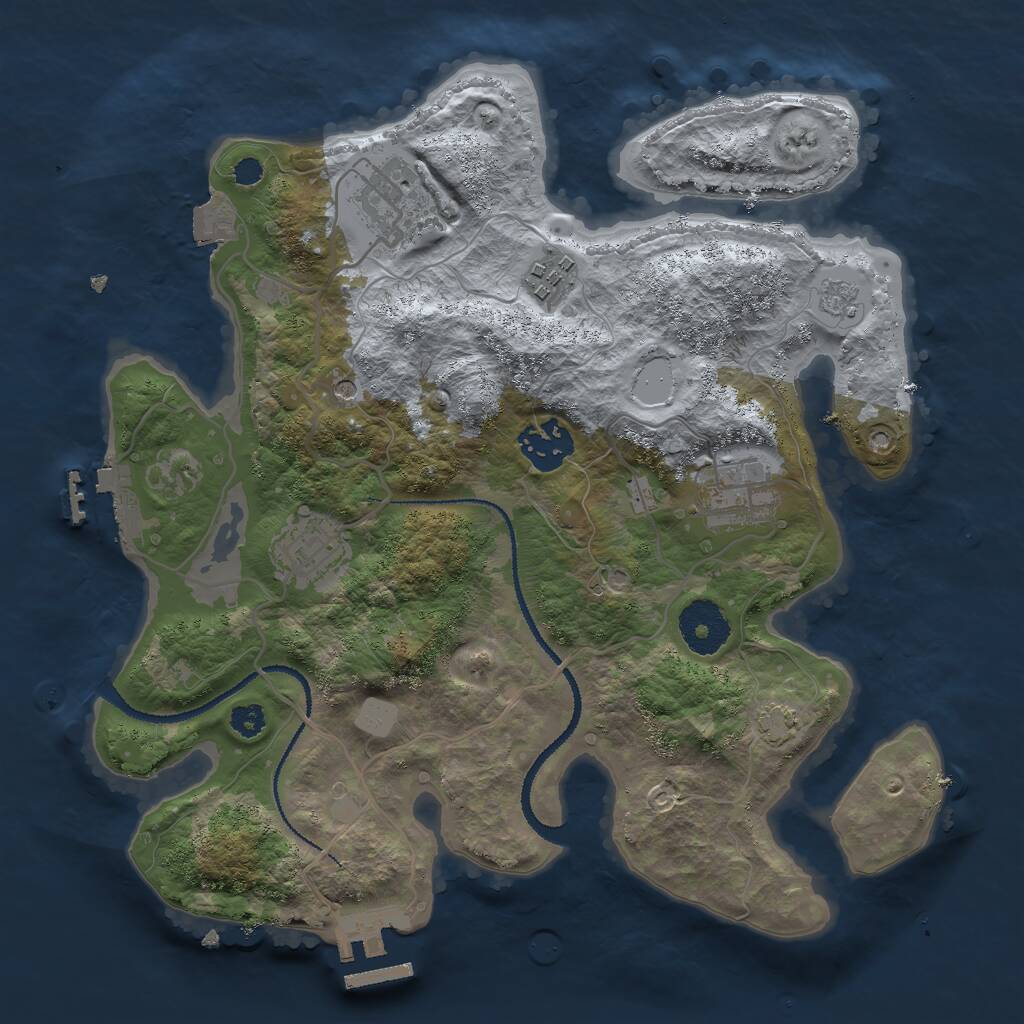 Rust Map: Procedural Map, Size: 3000, Seed: 599139, 11 Monuments