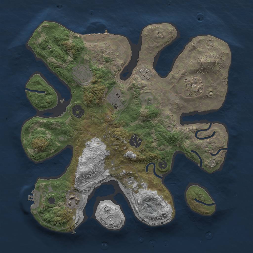 Rust Map: Procedural Map, Size: 3000, Seed: 998939, 14 Monuments