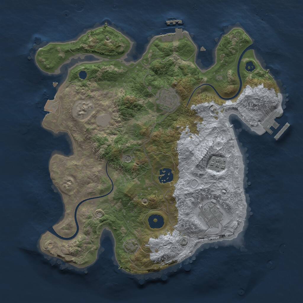 Rust Map: Procedural Map, Size: 3000, Seed: 495384, 9 Monuments
