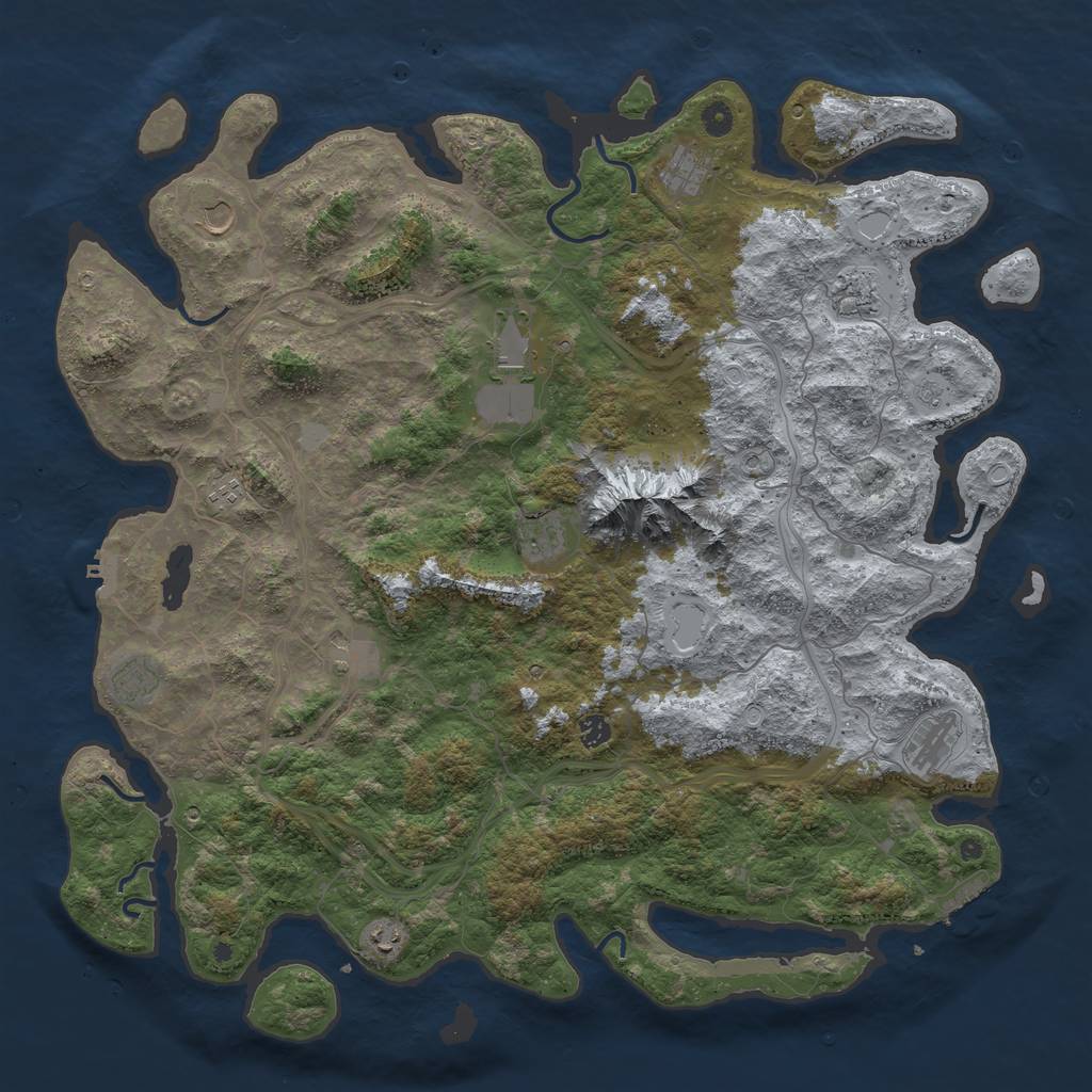 Rust Map: Procedural Map, Size: 5000, Seed: 827287, 18 Monuments