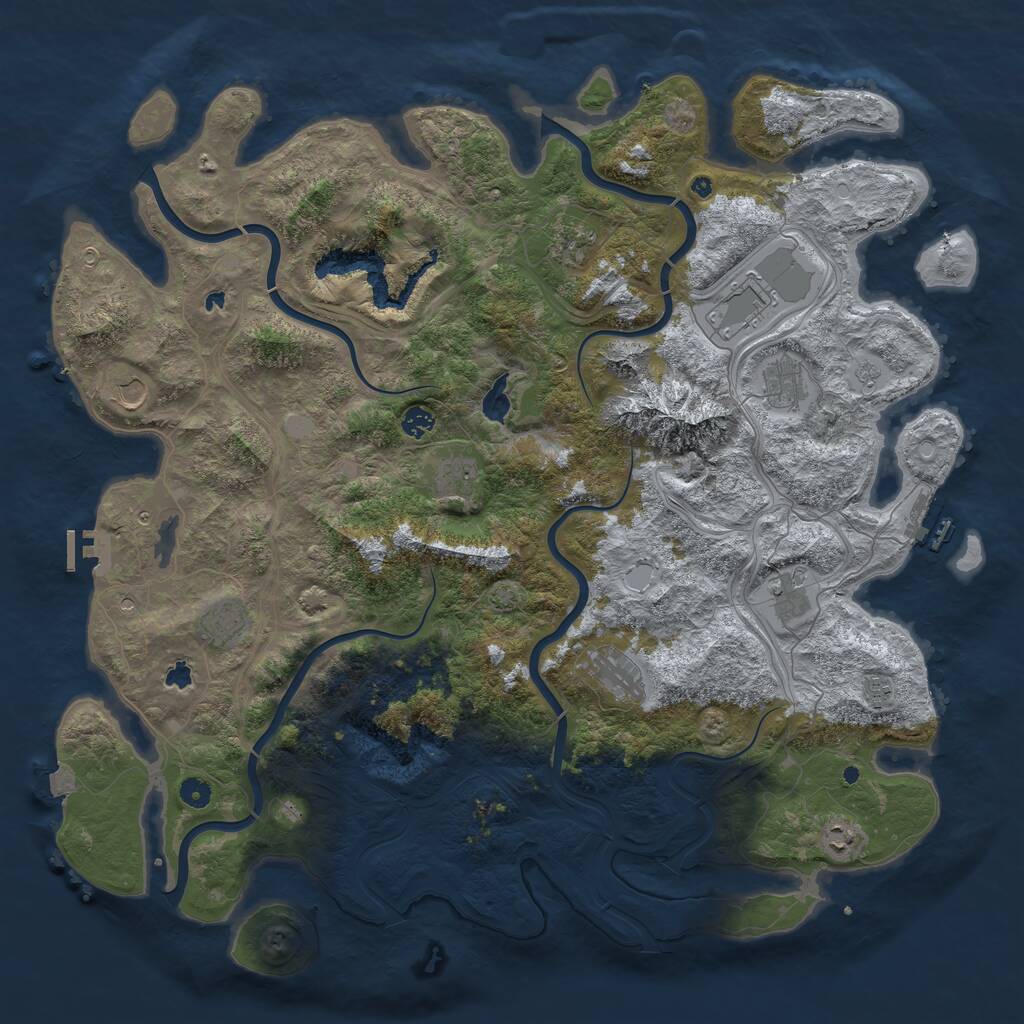 Rust Map: Procedural Map, Size: 5000, Seed: 827287, 17 Monuments