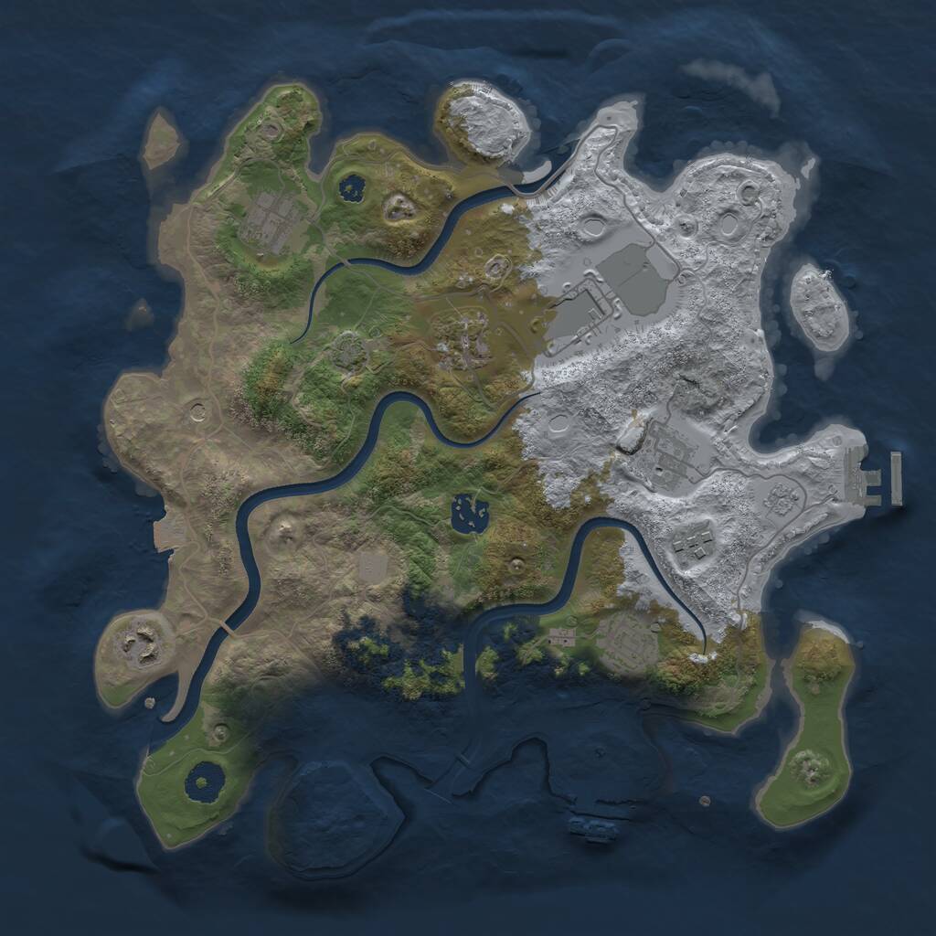 Rust Map: Procedural Map, Size: 3500, Seed: 483971, 14 Monuments