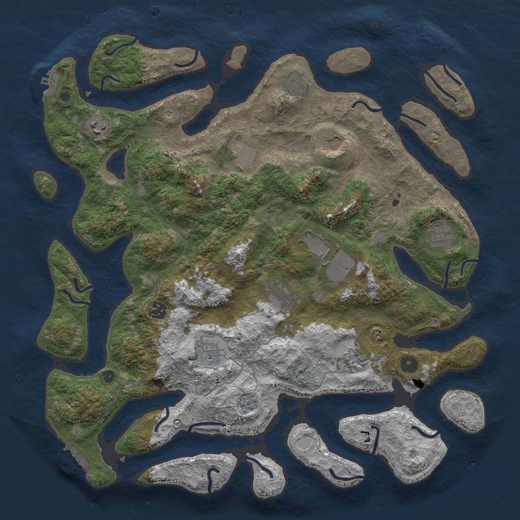 Rust Map: Procedural Map, Size: 4500, Seed: 1422879281, 19 Monuments