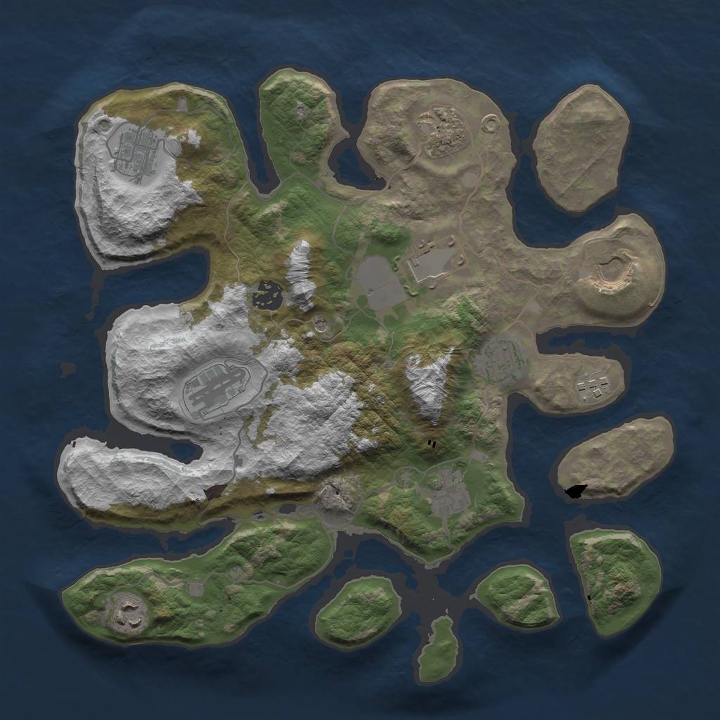 Rust Map: Barren, Size: 3500, Seed: 93841810, 13 Monuments