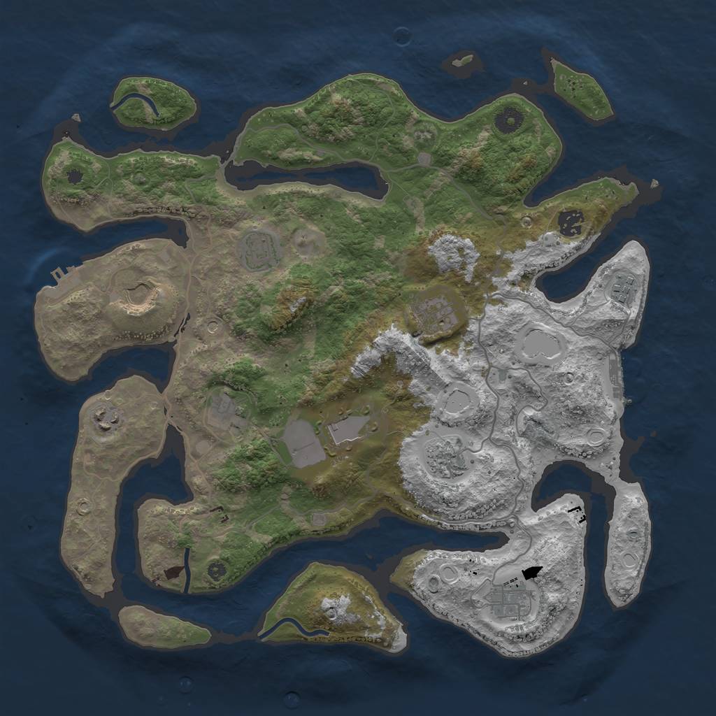 Rust Map: Procedural Map, Size: 4000, Seed: 29101990, 18 Monuments