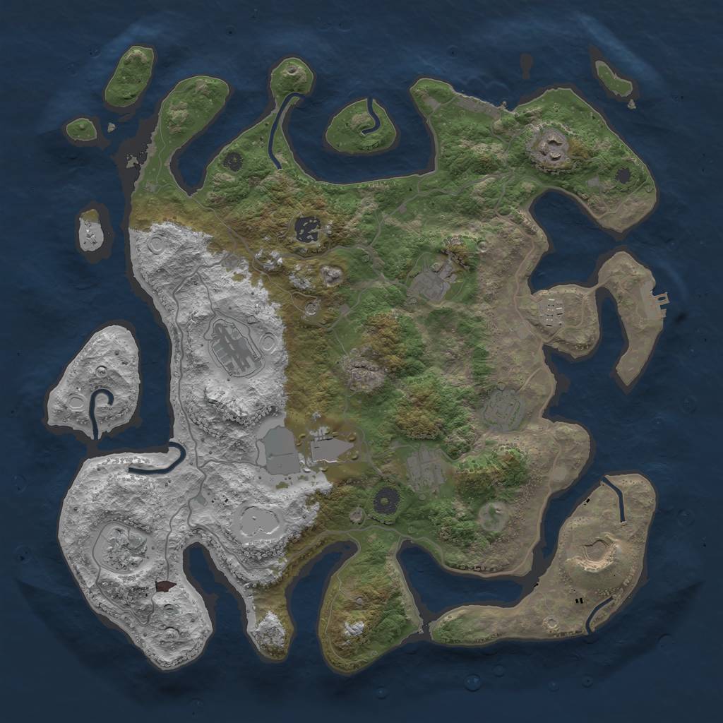 Rust Map: Procedural Map, Size: 4000, Seed: 650131, 18 Monuments