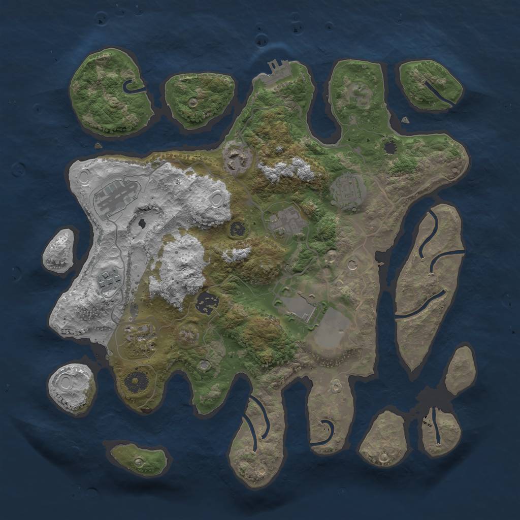 Rust Map: Procedural Map, Size: 3500, Seed: 342714645, 15 Monuments