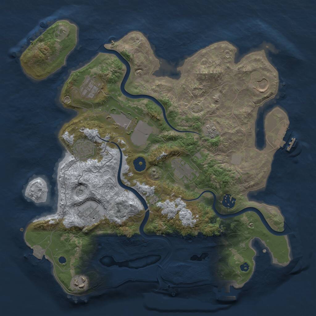 Rust Map: Procedural Map, Size: 3500, Seed: 8789, 14 Monuments