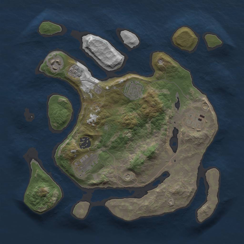 Rust Map: Barren, Size: 3000, Seed: 952127689, 9 Monuments