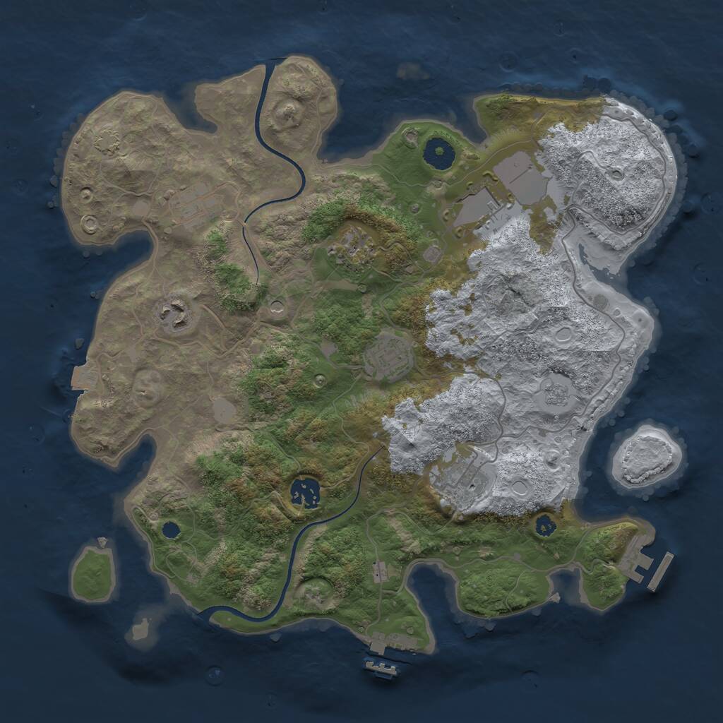 Rust Map: Procedural Map, Size: 3500, Seed: 2518550, 13 Monuments