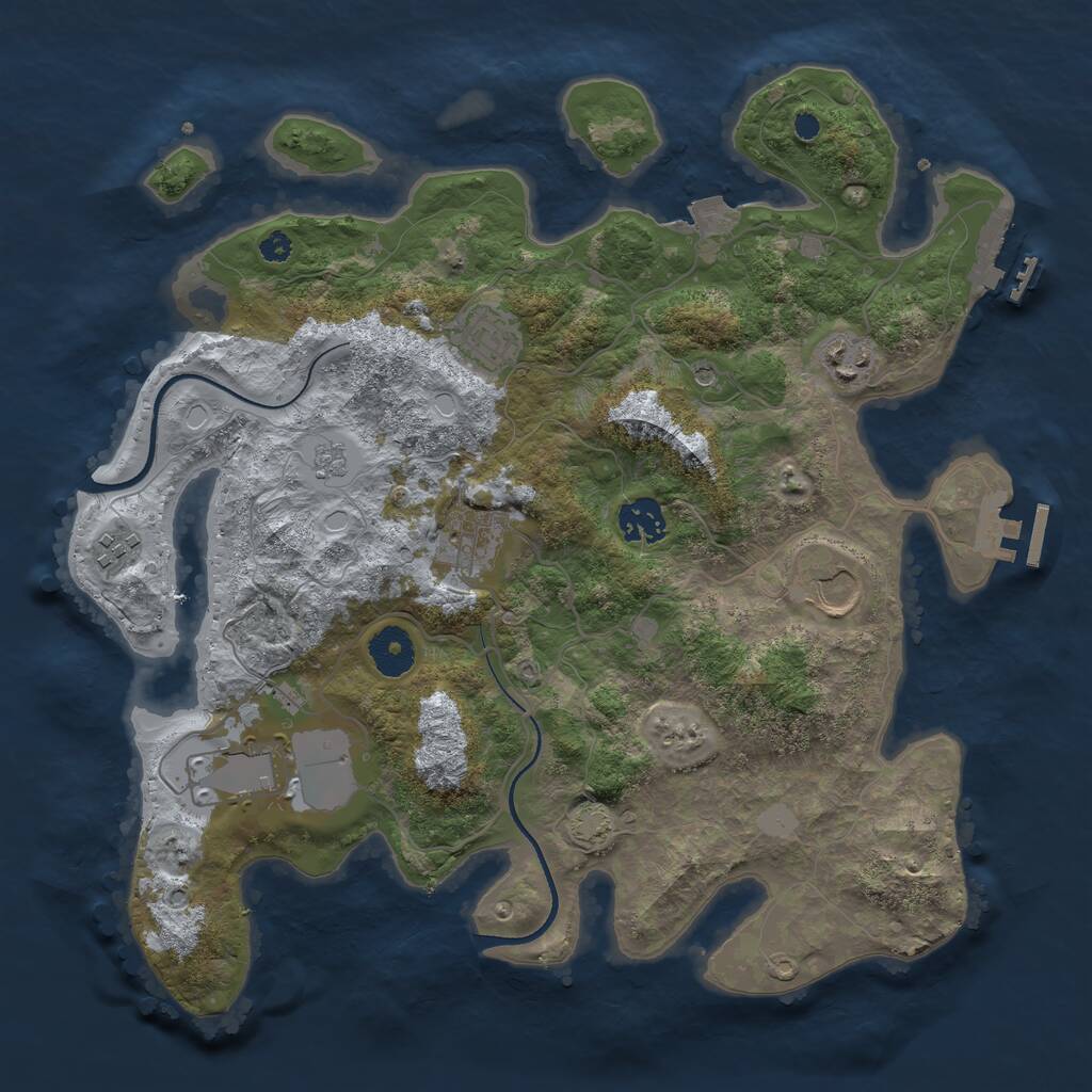 Rust Map: Procedural Map, Size: 3501, Seed: 13890, 13 Monuments