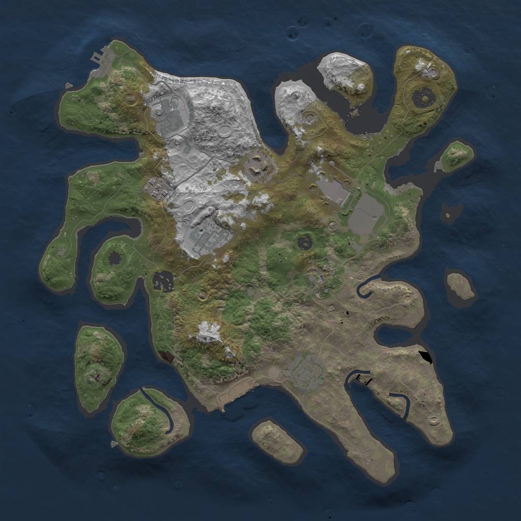 Rust Map: Procedural Map, Size: 3500, Seed: 348908415, 16 Monuments