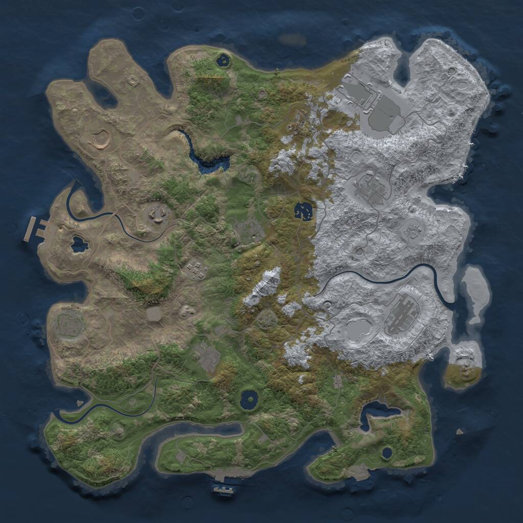 Rust Map: Procedural Map, Size: 4096, Seed: 1982684908, 17 Monuments