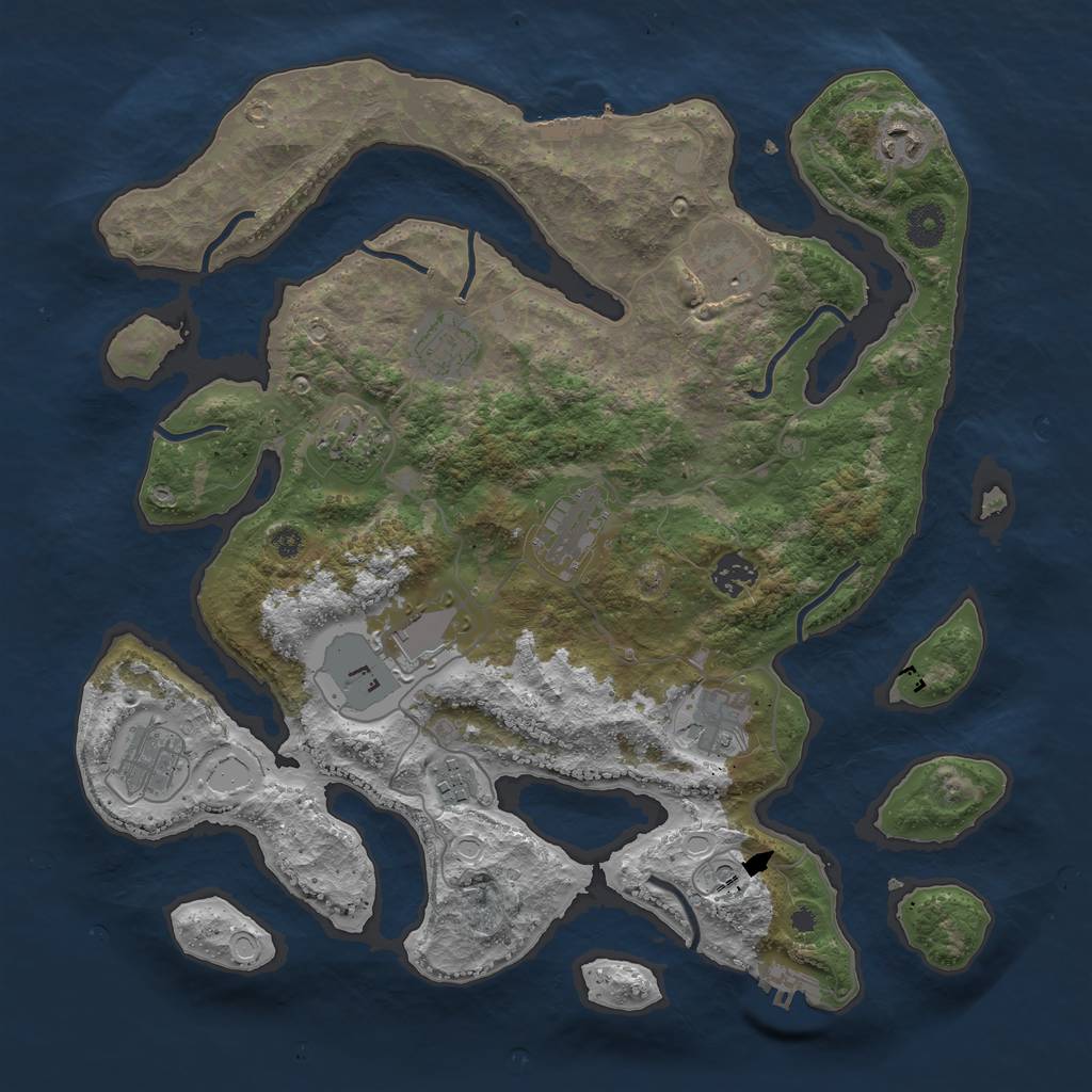 Rust Map: Procedural Map, Size: 3800, Seed: 74699, 18 Monuments