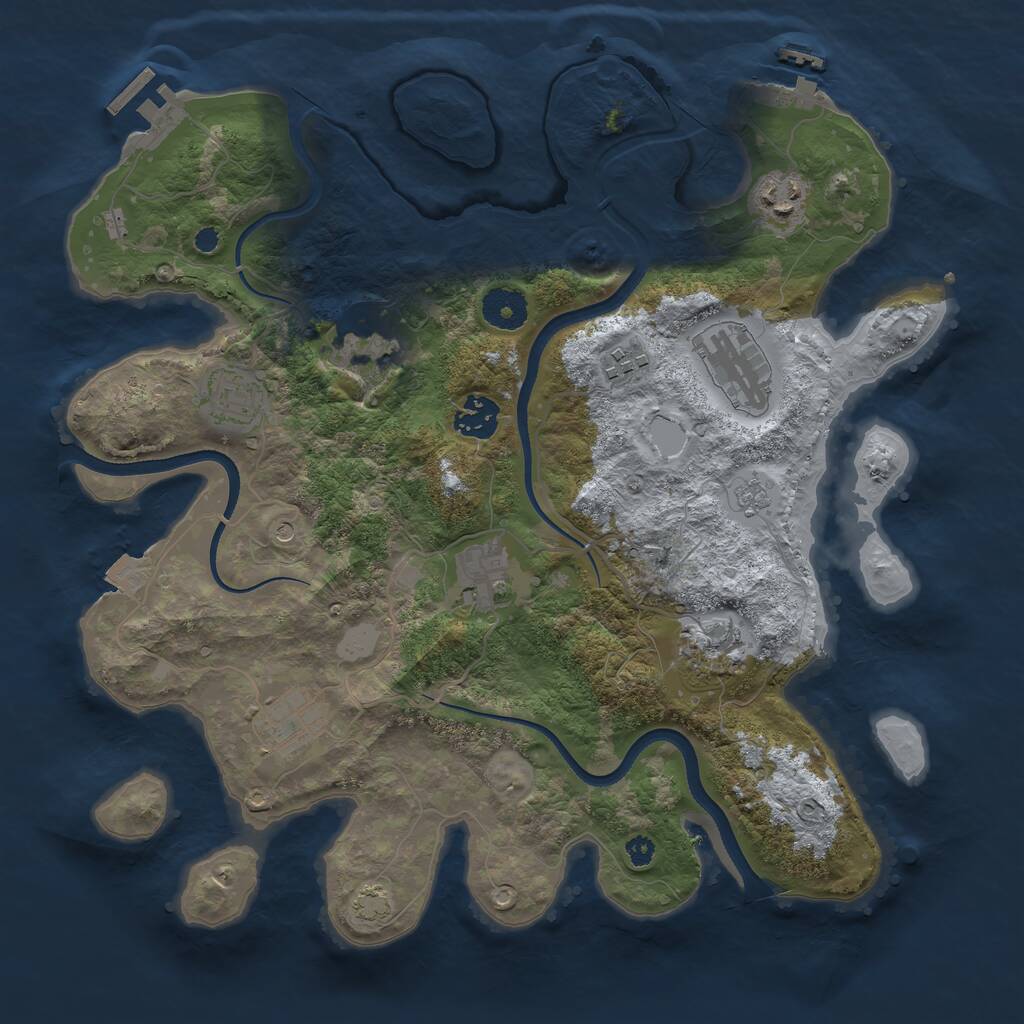 Rust Map: Procedural Map, Size: 3499, Seed: 14918, 15 Monuments