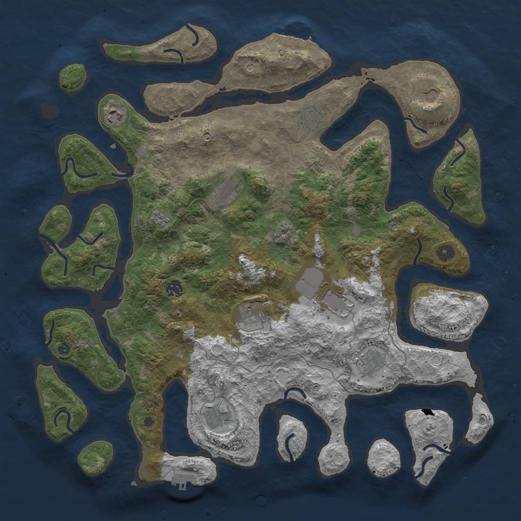 Rust Map: Procedural Map, Size: 4500, Seed: 3917, 18 Monuments