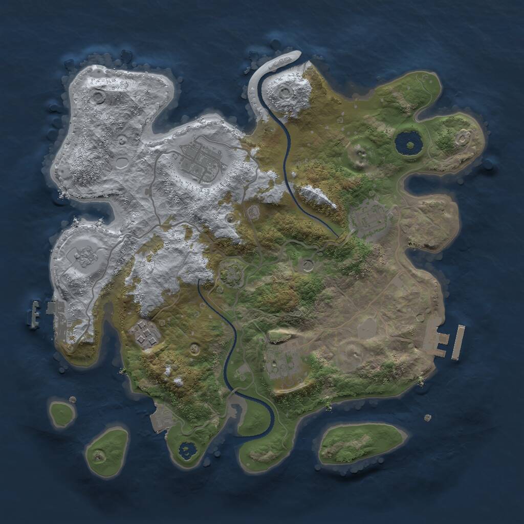 Rust Map: Procedural Map, Size: 3000, Seed: 4543, 10 Monuments