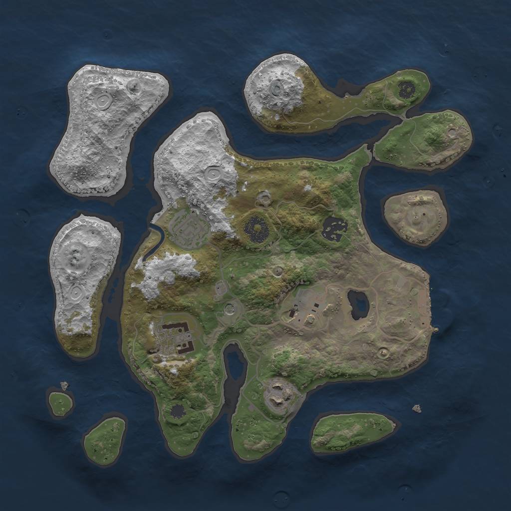 Rust Map: Procedural Map, Size: 3000, Seed: 4543, 12 Monuments