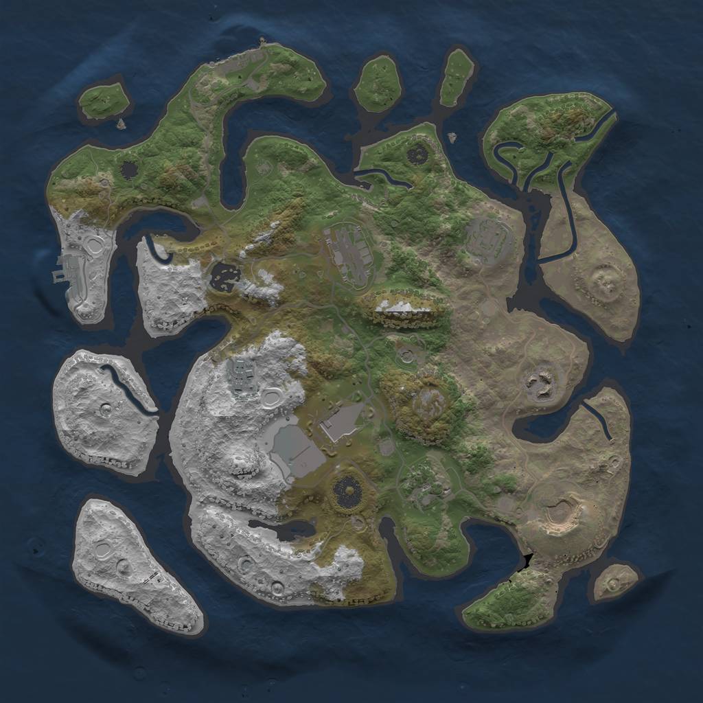 Rust Map: Procedural Map, Size: 3500, Seed: 542371207, 16 Monuments