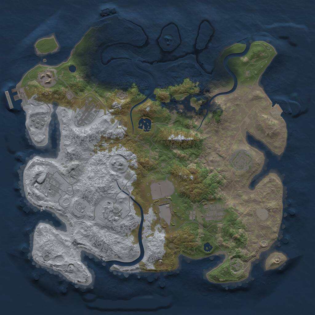 Rust Map: Procedural Map, Size: 3500, Seed: 542371207, 16 Monuments