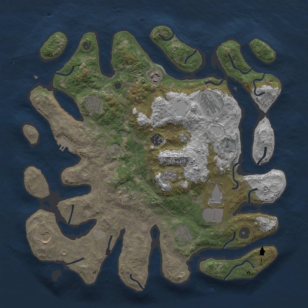 Rust Map: Procedural Map, Size: 4000, Seed: 85415858, 16 Monuments