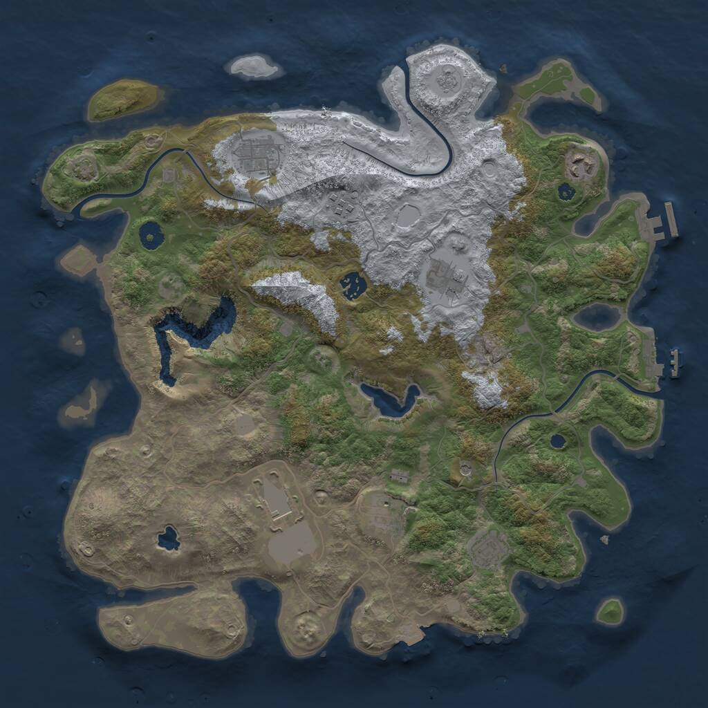 Rust Map: Procedural Map, Size: 4050, Seed: 1110661553, 14 Monuments