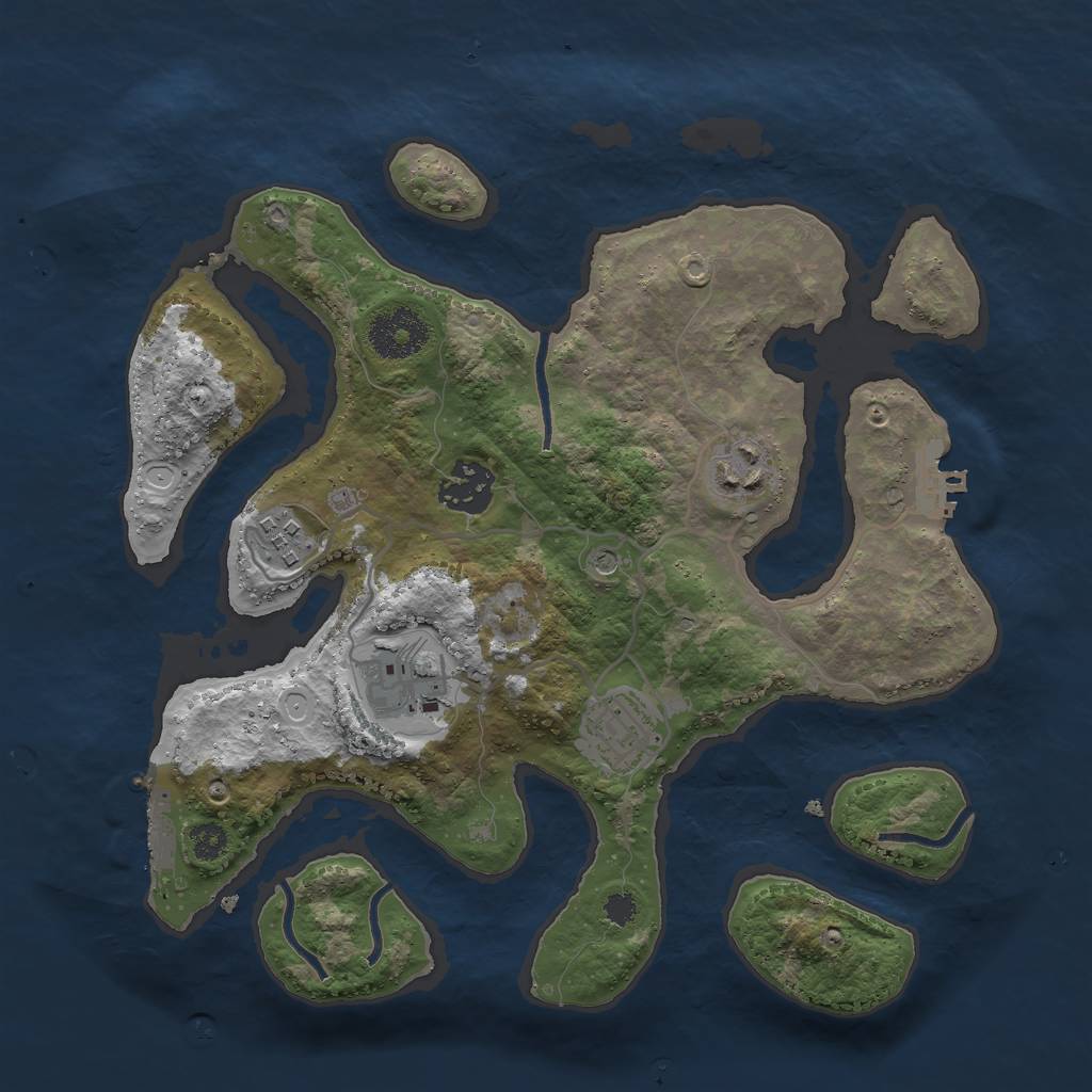 Rust Map: Procedural Map, Size: 3000, Seed: 2087483014, 13 Monuments