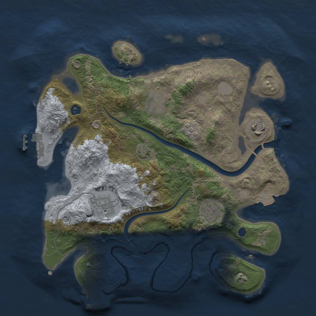 Rust Map: Procedural Map, Size: 3000, Seed: 2087483014, 10 Monuments
